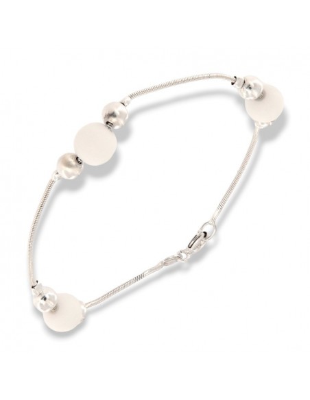 Bracciale Argento Rodiato Perle Bianche Grige [cdc121cb]
