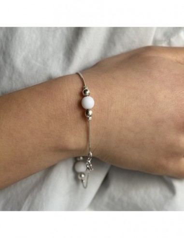 Bracciale Argento Rodiato Perle Bianche Grige [09042ea8]