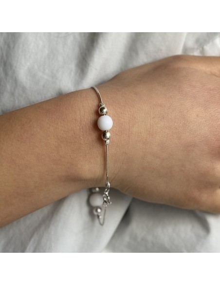 Bracciale Argento Rodiato Perle Bianche Grige [09042ea8]