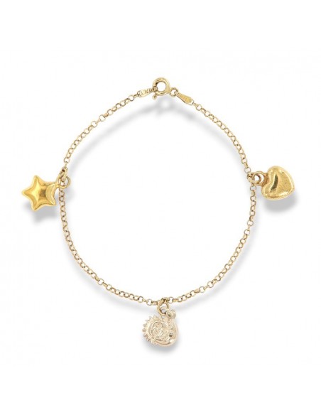 Bracciale Argento Ciondolo Cuore, Sole, Luna [3ce570b3]