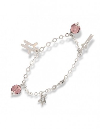 Bracciale Argento Rodiato Maglia Ovale Pententi Cristalli [ae73d961]