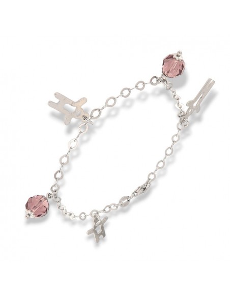 Bracciale Argento Rodiato Maglia Ovale Pententi Cristalli [ae73d961]