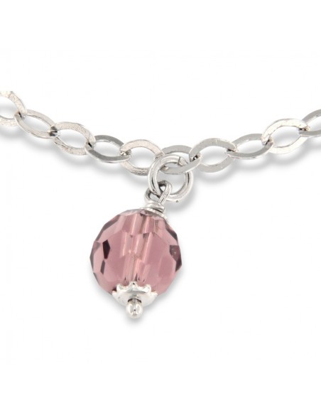 Bracciale Argento Rodiato Maglia Ovale Pententi Cristalli [ec3aa939]
