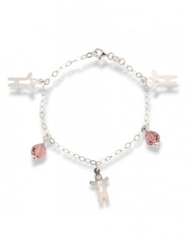 Bracciale Argento Rodiato Maglia Ovale Pententi Cristalli [e96aee27]