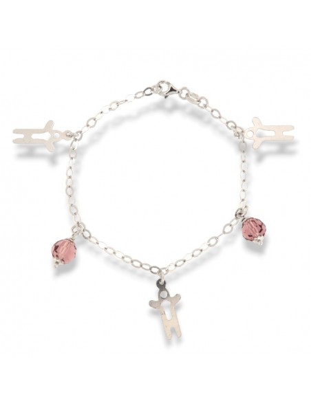 Bracciale Argento Rodiato Maglia Ovale Pententi Cristalli [e96aee27]