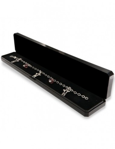 Bracciale Argento Rodiato Maglia Ovale Pententi Cristalli [5e772f23]