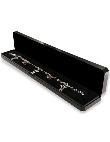 Bracciale Argento Rodiato Maglia Ovale Pententi Cristalli [5e772f23]