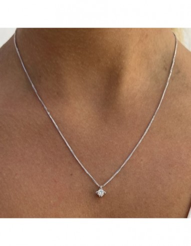 Collana Oro Bianco Punto Luce Diamante 0,20 [62b5fe28]