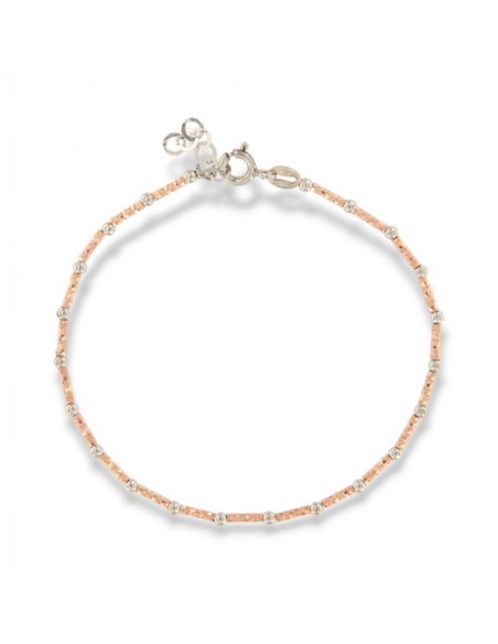 Bracciale Argento Sfere Sfaccettate Rosa e Grige [b51019b1]