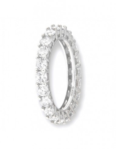Anello Argento Rodiato Eternity Zirconi Bianchi 3M [017dbfeb]