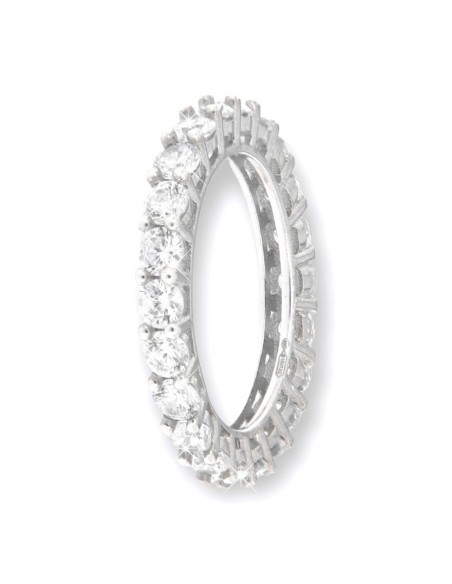 Anello Argento Rodiato Eternity Zirconi Bianchi 3M [017dbfeb]