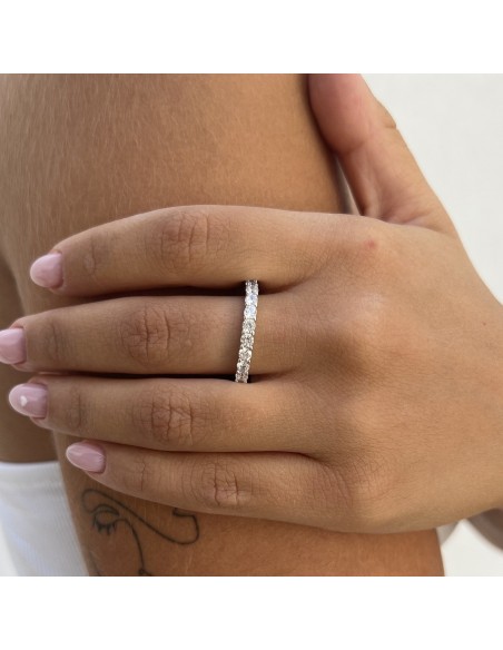 Anello Argento Rodiato Eternity Zirconi Bianchi 3M [d85bfce6]