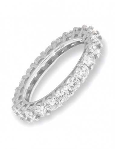 Anello Argento Rodiato Eternity Zirconi Bianchi 3M [6f463de2]