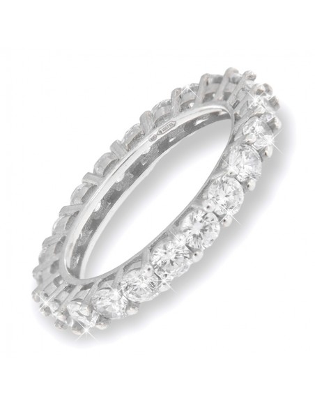 Anello Argento Rodiato Eternity Zirconi Bianchi 3M [6f463de2]
