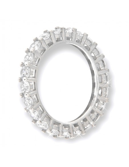 Anello Argento Rodiato Eternity Zirconi Bianchi 3M [6a167afc]