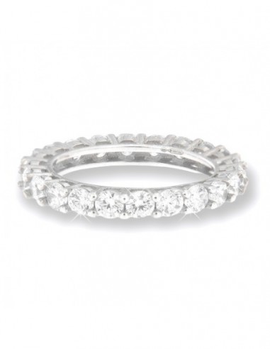 Anello Argento Rodiato Eternity Zirconi Bianchi 3M [042df8f5]