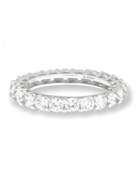 Anello Argento Rodiato Eternity Zirconi Bianchi 3M [042df8f5]