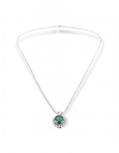 COLLANA ORO BIANCO OVALE SMERALDO 0,71 DIA 0,11 [4d2ada5a]