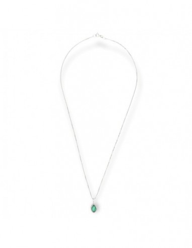 COLLANA ORO BIANCO OVALE SMERALDO 0,71 DIA 0,11 [fa371b5e]