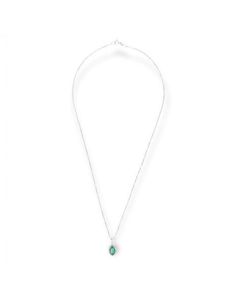 COLLANA ORO BIANCO OVALE SMERALDO 0,71 DIA 0,11 [fa371b5e]