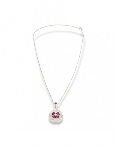 Collana Oro Bianco Goccia Rubini 0,52 Carati e Diamanti 0,46 Carati [984a6aa8]