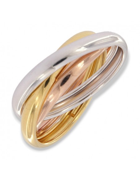 Anello Argento Rodiato Tre Colori Intrecciato [f391905e]