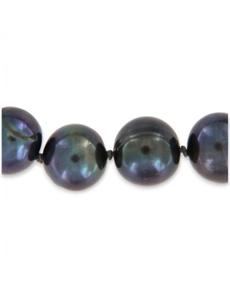 Collana Perle Acqua Dolce Scure 11MM Chiusura Oro Giallo [e6db6ae2]