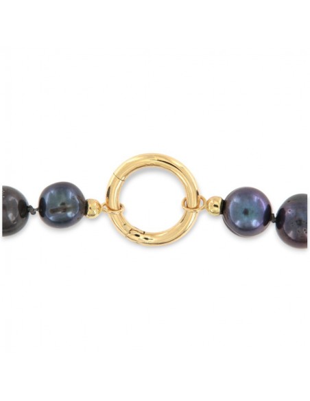 Collana Perle Acqua Dolce Scure 11MM Chiusura Oro Giallo [5496ecf8]