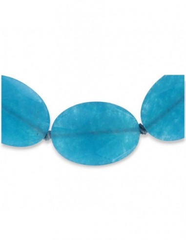 Collana Pietre Agata Celeste Chiusura Argento Rodiato [37a1008d]