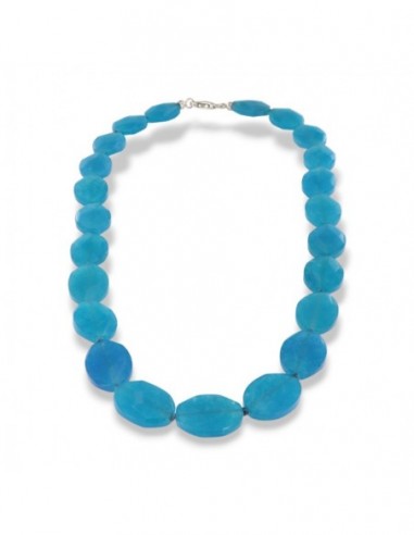 Collana Pietre Agata Celeste Chiusura Argento Rodiato [32f14793]