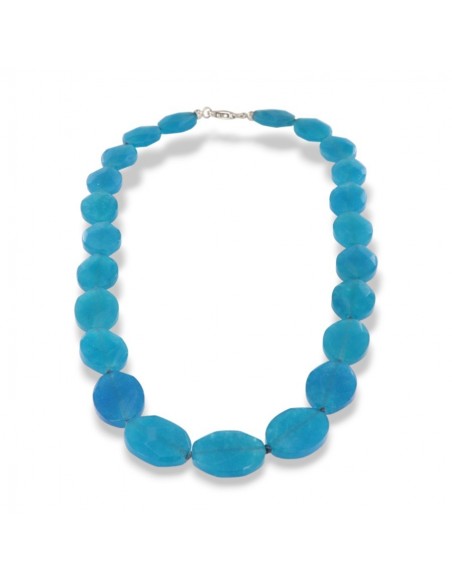Collana Pietre Agata Celeste Chiusura Argento Rodiato [32f14793]