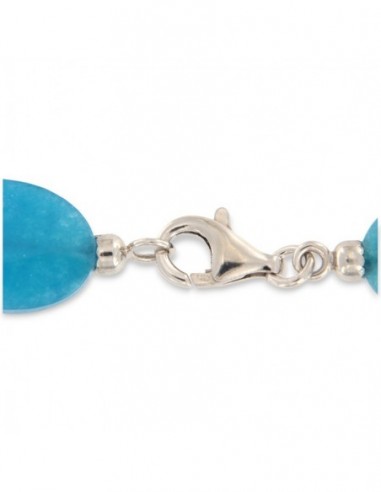 Collana Pietre Agata Celeste Chiusura Argento Rodiato [85ec8697]