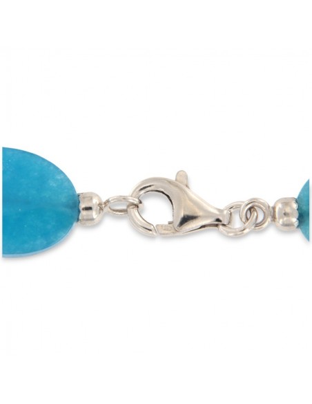 Collana Pietre Agata Celeste Chiusura Argento Rodiato [85ec8697]