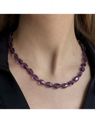 Collana Pietre Idrotermale Viola Chiusura Argento Rodiato [07101988]