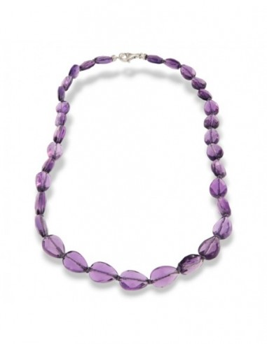 Collana Pietre Idrotermale Viola Chiusura Argento Rodiato [b55d9f92]