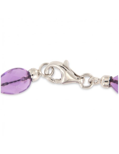 Collana Pietre Idrotermale Viola Chiusura Argento Rodiato [02405e96]