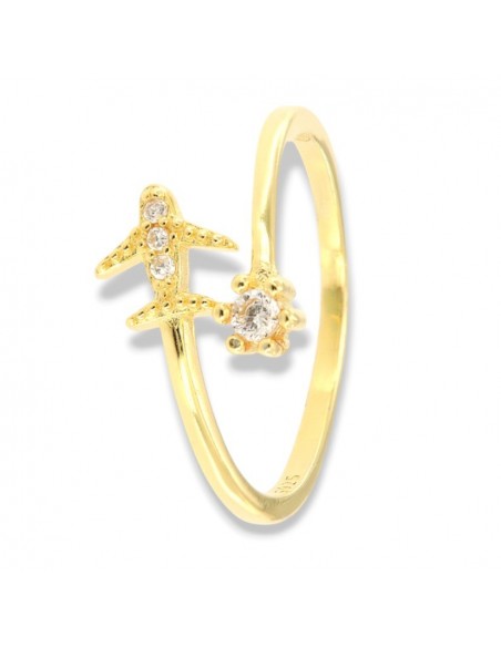 Anello Argento Dorato Aereoplano Punto Luce [e706bf4c]