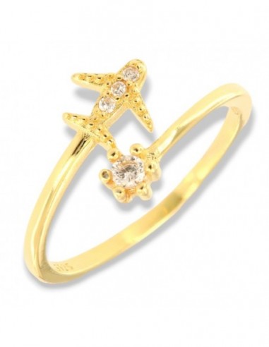 Anello Argento Dorato Aereoplano Punto Luce [c82415c7]