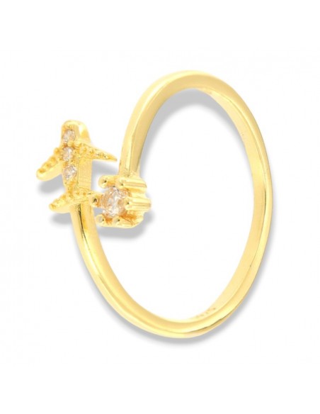 Anello Argento Dorato Aereoplano Punto Luce [cd7452d9]