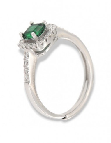 Anello Argento Rodiato Principessa Verde Quadrata [e7fb44d3]