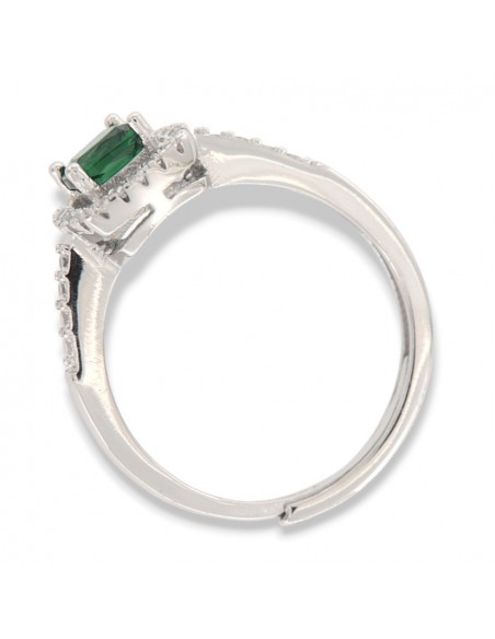 Anello Argento Rodiato Principessa Verde Quadrata [50e685d7]
