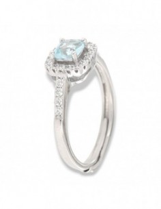 Anello Argento Rodiato Principessa Celeste Quadrata [31091320]