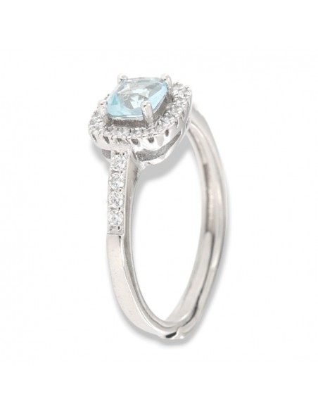 Anello Argento Rodiato Principessa Celeste Quadrata [31091320]