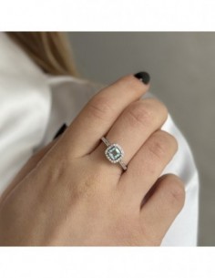 Anello Argento Rodiato Principessa Celeste Quadrata [31091320] 2