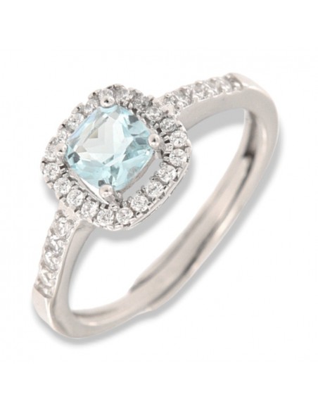 Anello Argento Rodiato Principessa Celeste Quadrata [33d169a2]
