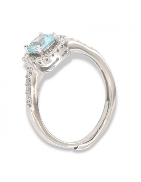 Anello Argento Rodiato Principessa Celeste Quadrata [36812ebc]