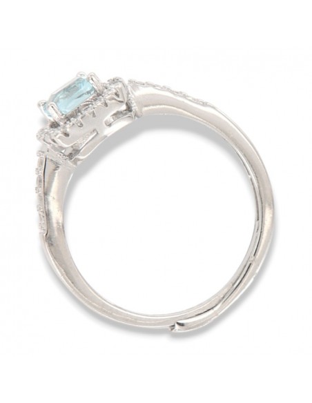 Anello Argento Rodiato Principessa Celeste Quadrata [819cefb8]