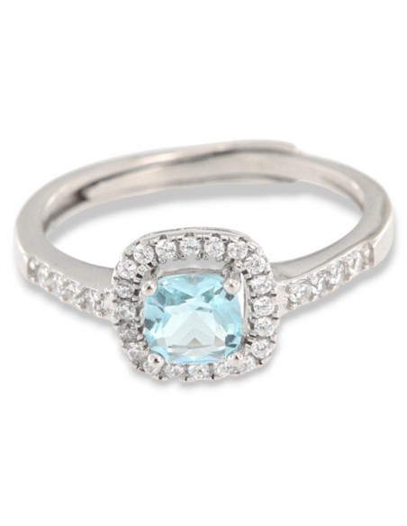 Anello Argento Rodiato Principessa Celeste Quadrata [58baacb5]