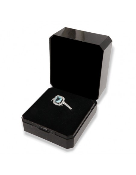 Anello Argento Rodiato Principessa Celeste Quadrata [efa76db1]