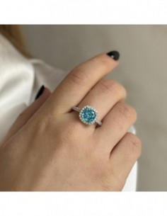 Anello Argento Rodiato Principessa Celeste 8x8MM [ed7f1733] 2